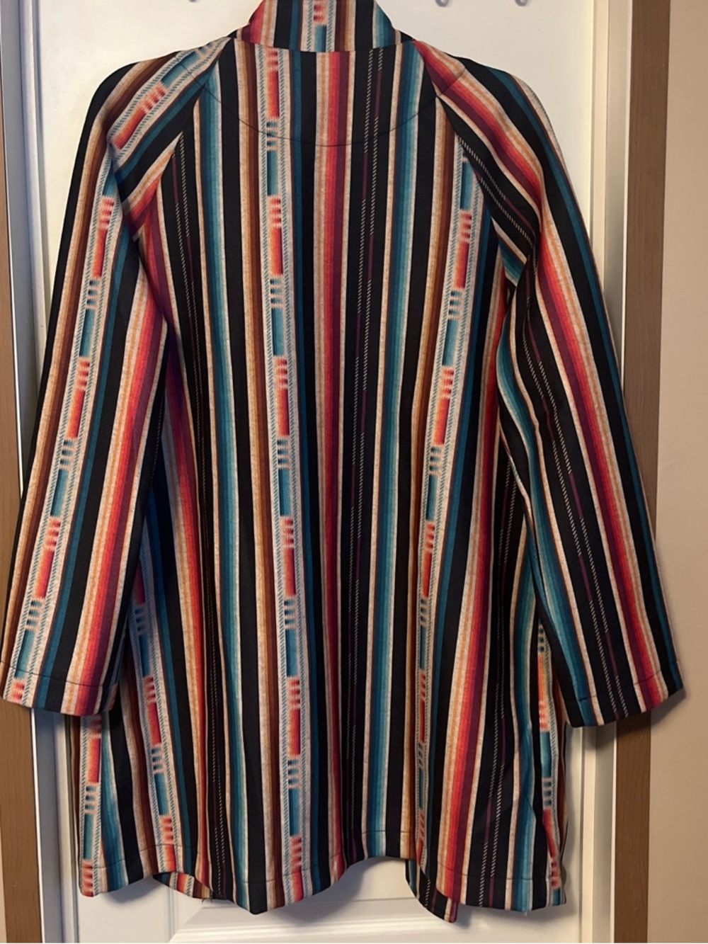 Multi-Color Striped Open Front Women’s Jacket - Picture 2 of 3
